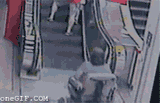wheelchair up escalator