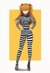 1girl, souryuu asuka langley, full body, 3__bodysuit__, alternate costume, black s-2813496851