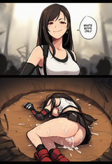 nsfw, 1girl, tifa lockhart, before and after, instant loss, text, english text, s-2140119772