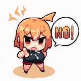 1girl, chibi only, large breasts, cum on face, pointing at viewer, pixel art, la s-1471278631