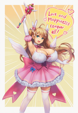 1girl, magical girl, huge breasts, holding wand, pose, arm up, emphasis lines, c s-3386658018