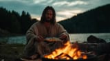 bible-scene-jesus-sitting-by-fire-evening-by-lake-grilling-fish-stick_958297-47410