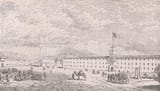 Sliven Textile Factory - constructed by Dobri Zhelyakov in 1835 - drawing by Felix Philipp Kanitz