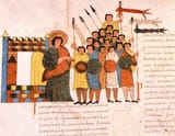 Spanish_School_-_Departure_of_King_Davids_army_for_war_from_the_Visigothic-Mozarabic_Bible_of_St_-_(MeisterDrucke-451284)