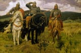 Victor Vasnetsov, 1898 – Bogatyrs (Dobrynya Nikitich, Ilya Muromets, Alyosha Popovich) Viktor_Vasnetsov_-_Богатыри_-_Google_Art_Project