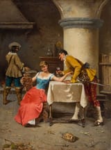 Francesco Peluso (1836-1936) The Courtship - Oil on Canvas