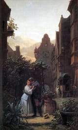 Carl Spitzweg (1808-1885) Parting at dawn - oil on canvas c1848-52