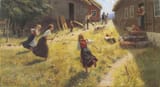 Hans Dahl (1849-1937) The pig is loose