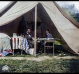 1862 Antietam, Md. President Lincoln and Gen. George B. McClellan in the general&#039;s tent, September-October