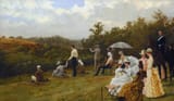 Thomas Blinks (1853-1910) Walter Winans on the Running Deer Range, Wimbledon Common - oil on canvas 1888