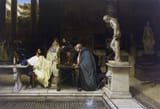 Sir Lawrence Alma-Tadema (1836-1912) A Roman Art Lover - Oil on wood 1868 hq