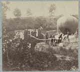 1862 Mathew Brady, American Civil war, Inflation of the balloon Intrepid to reconnoiter the Battle of Fair Oaks (June 1,1862)