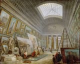 Hubert Robert (1733-1808) A Museum Gallery with Ancient Roman Art - Oil on Canvas