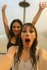 20250613_2113_Beach Shower Selfie_remix_01jxnzvwjmeh3tjy7n7jj1nmgz