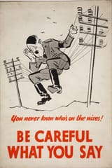 INF3-232_Anti-rumour_and_careless_talk_You_never_know_who&#039;s_on_the_wires_(Hitler_figure_sitting_on_telephone_wires)