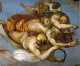 Angels at the top left, one with the Crown of Thorns