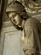 Close-up of the Statue of Felsina (Etruscan name for the city of Bologna), sculpted by Giovanni Battista Lombardi in 1863. The statue is part of a grave, dedicated to Pietro Magenta, who was once the prefect of t
