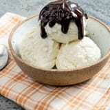 ice cream with chocolate sauce