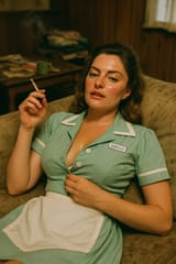 20250510_2309_Retro Waitress Relaxing_simple_compose_01jtyn1ed3eqw9g91nq05r5p02