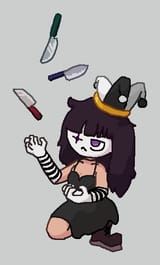 goth girl juggling knife
