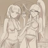 Itzel and Paige Cafe Clothed