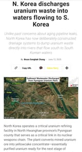 north korea south uraniun waste waters