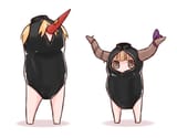 Suika and Yuugi wearing bathing suits