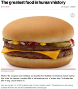 mcdonalds cheeseburger most nutritious food in human history