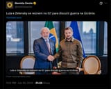 Lula e Zelensky se reúnem