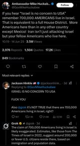 mick huckabee 700K israel american citizens