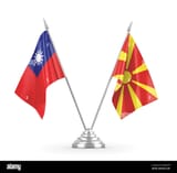 north-macedonia-and-taiwan-table-flags-isolated-on-white-3d-rendering-2DWACPF