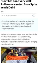 indians evacuated from syria