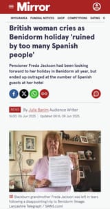 benidorm brit woman tears too many spaniards