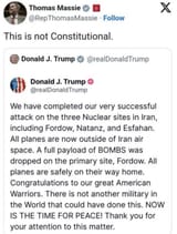 thomas massie constitutionality trump iran strikes