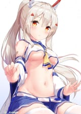 yande.re 891891 ayanami_(azur_lane) azur_lane bandaid no_bra seifuku shironora shirt_lift thighhighs underboob