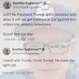 gunther eagleman iran war trump