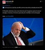 Lula faz reunião contra nova alta e estuda acionar STF