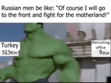 russian patriot running to defend motherland