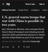 USA will fight china in a war in 2025