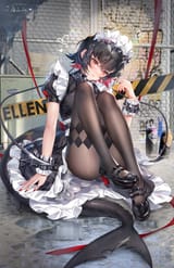 yande.re 1157564 ellen_joe heels maid melailai pantyhose skirt_lift tail zenless_zone_zero