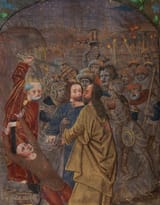 The_Betrayal_Peter_raises_his_sword;_Judas_hangs_himself_(f._45v)_Cropped