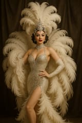 Glamorous Showgirl in Feathered Elegance