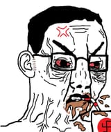15167 - anger_mark angry bloodshot_eyes coffee cup drinking drinking_straw ear glasses soyjak swastika tired variant_chudjak vein wrinkles