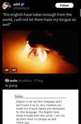 English have taken enough from the world