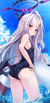 yande.re 1183244 ass blue_archive cutlass_(classic_chocolate) devil halo horns loli school_swimsuit sorasaki_hina swimsuits wet wings