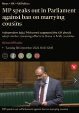 iqbal muhammad british mp speaks against cousin marriage