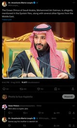 Screenshot 2025-07-09 at 19-19-53 Dr. Anastasia Maria Loupis su X The Crown Prince of Saudi Arabia Mohammed bin Salman is allegedly mentioned in the Epstein files along with several other figures from the Middle East. https __t.co_clS1lcXU9U _ X