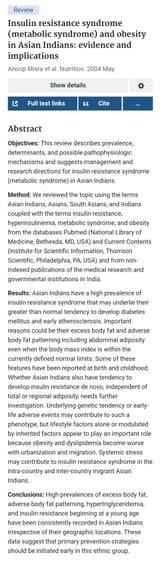 Indians pajeets insulin resistant