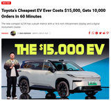 Toyota’s Cheapest EV Ever Costs $15 000 Gets 10 000 Orders In 60 Minutes Carscoops