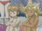 Liru and Pachira swimsuit beach storm